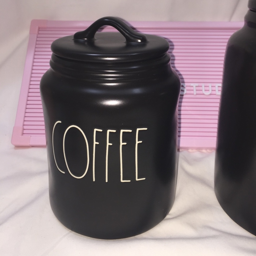 Rae Dunn COFFEE Canister medium black flat top